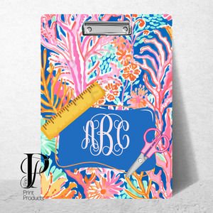 Preppy Sea Monogram Custom Personalized Clipboard Lily Pitzer Style